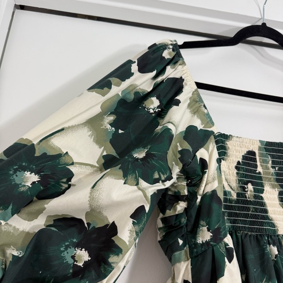 Abercrombie & Fitch Emerson Poplin Puff Sleeve Mini Dress Green Floral Sz M Tall - Picture 14 of 15